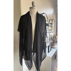 The Buckle Daytrip L‎ Black Beaded Sequin Sheer Chiffon Overlay ShawlWrap Scarf